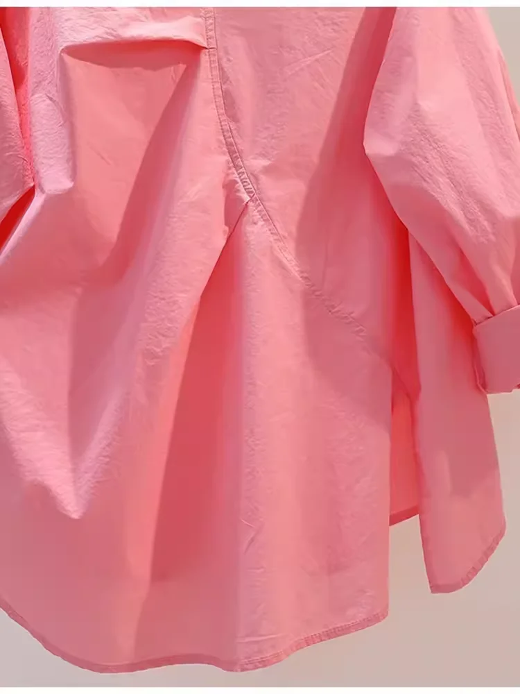 Rosa Ba pieghettato irregolare lungo Sve da donna irt Nuovo cinese Sle Pendolarismo Vento Tubo dritto Versione coreana Altro materiale