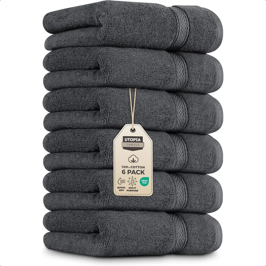 

6 Pack Premium Hand Towels Set 16 by 28 inches 100 Ring Spun Cotton Ultra Soft and Highly Absorbent 600GSM Towels for Bathroom