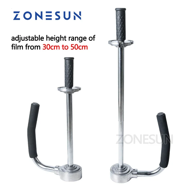 ZONESUN Portable 30-50cm Height Adjustable Stretch Film Wrapping Machine Handheld Dispenser Stainless Steel Pallet Packing Tool