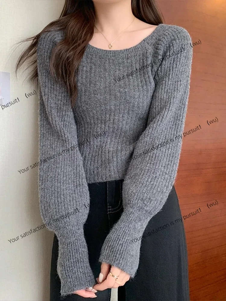 

ZOCI-Autumn Winter Loose Women Sweaters Casual Soft Long Puff Sleeve Pullovers Jumpers Knitwear Basic Sweater For Women Tops