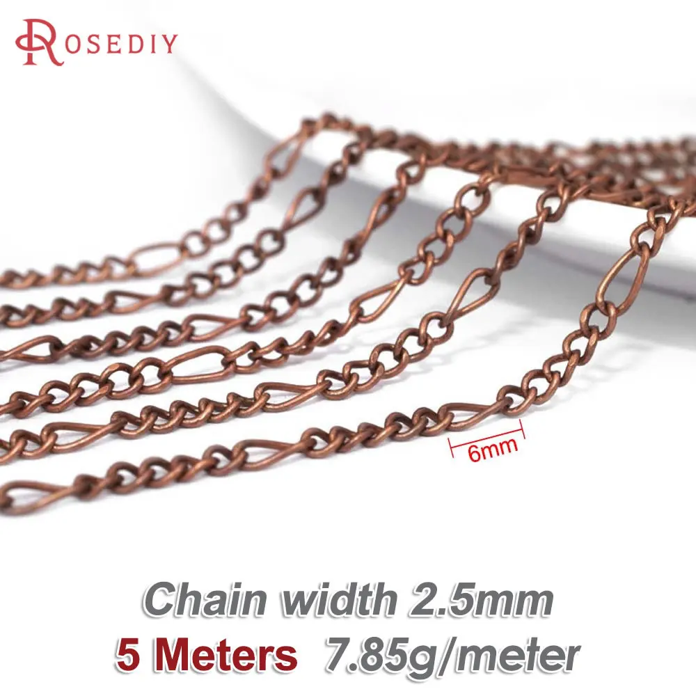 Antique Bronze Copper Chain Necklace, 5M for DIY