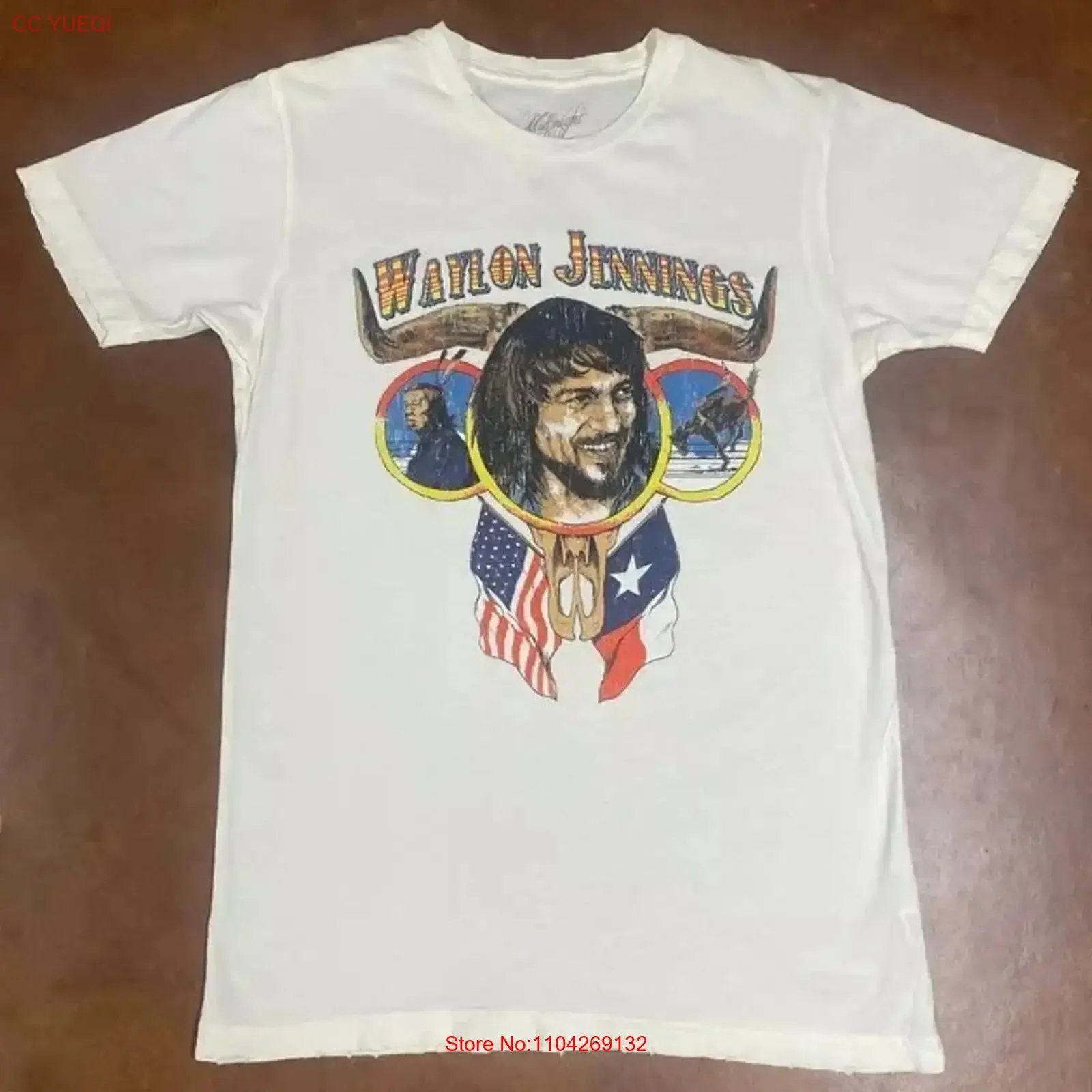 Vintage style Waylon Jenning short sleeve white color shirt  vintage Washed Unisex Versatile Casual streetwear designer clothes