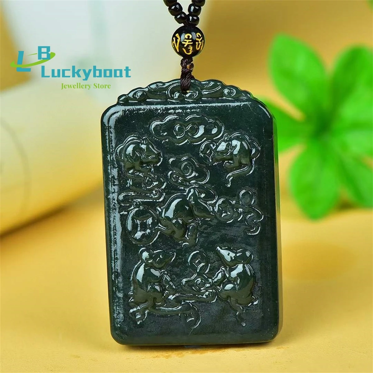 

Natural Hetian Qingyu Five Rat Fortune Pendant Simple and Personalized Exquisite Fashion Versatile for Men and Women