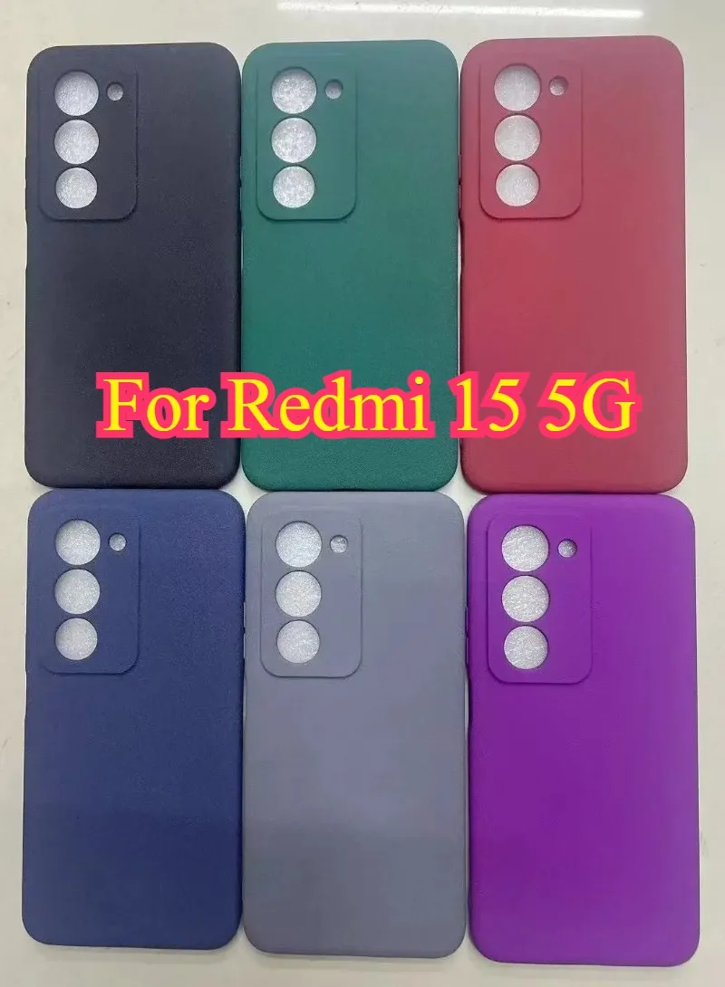 ل Redmi 15 5G الحجر الرملي سيليكون للصدمات لينة عودة القضية ل Xiaomi Redmi15 رقيقة جدا ماتي غطاء هاتف من البولي يوريثان الوفير