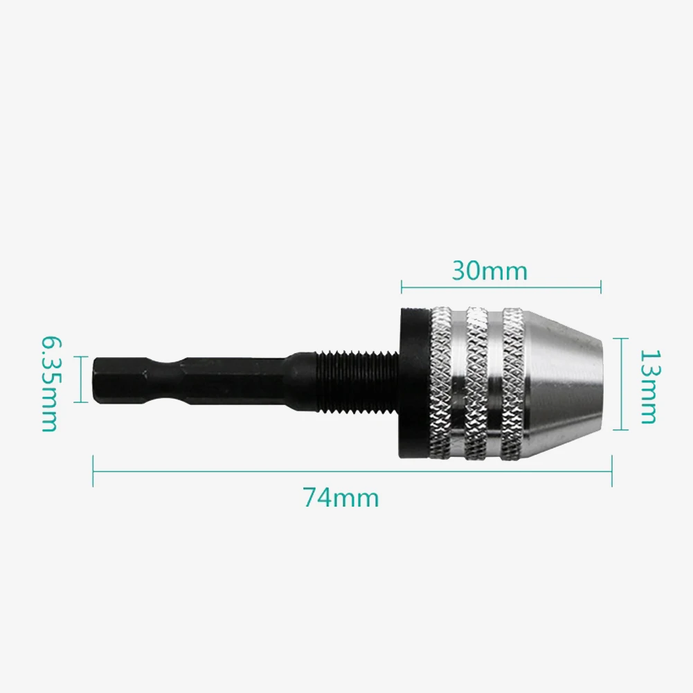 For Mini Portable Grinder Chuck with Quick Lock Hex Shank 6.35mm Clamping Range 0.3-6.5mm for Use with Cordless Screwdrivers