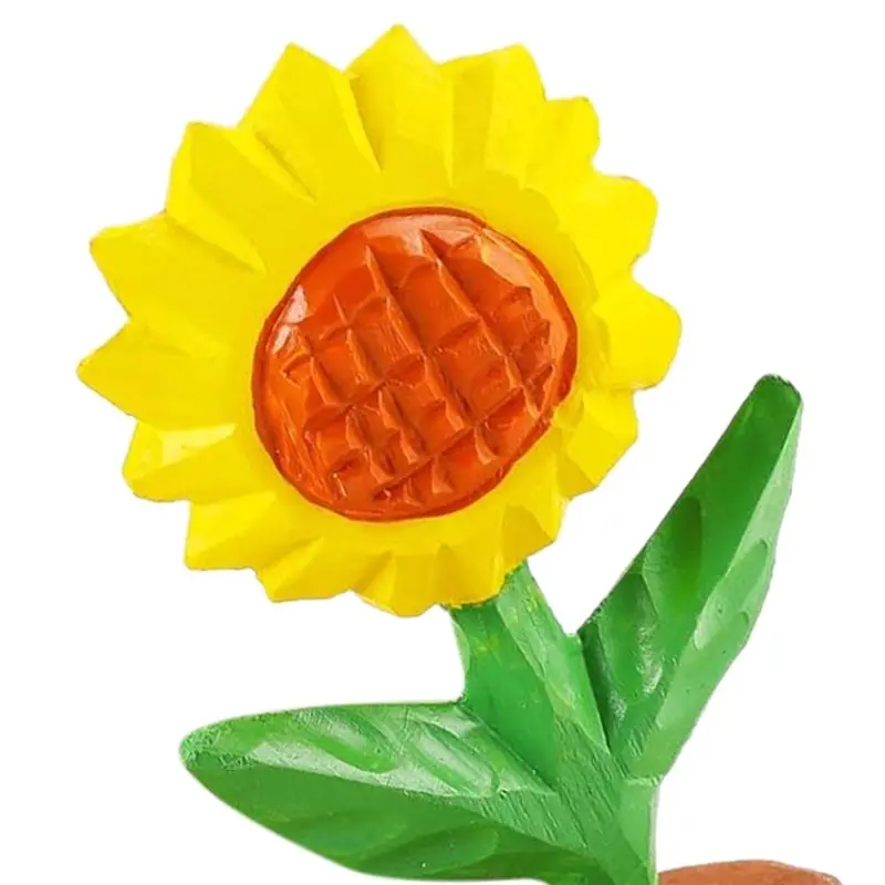 B84B Handmade Wood Rose Flower Figurines, Personalized Wooden Rose 3D Flower Desktop Decor, Traditional 5th Anniversary Wooden