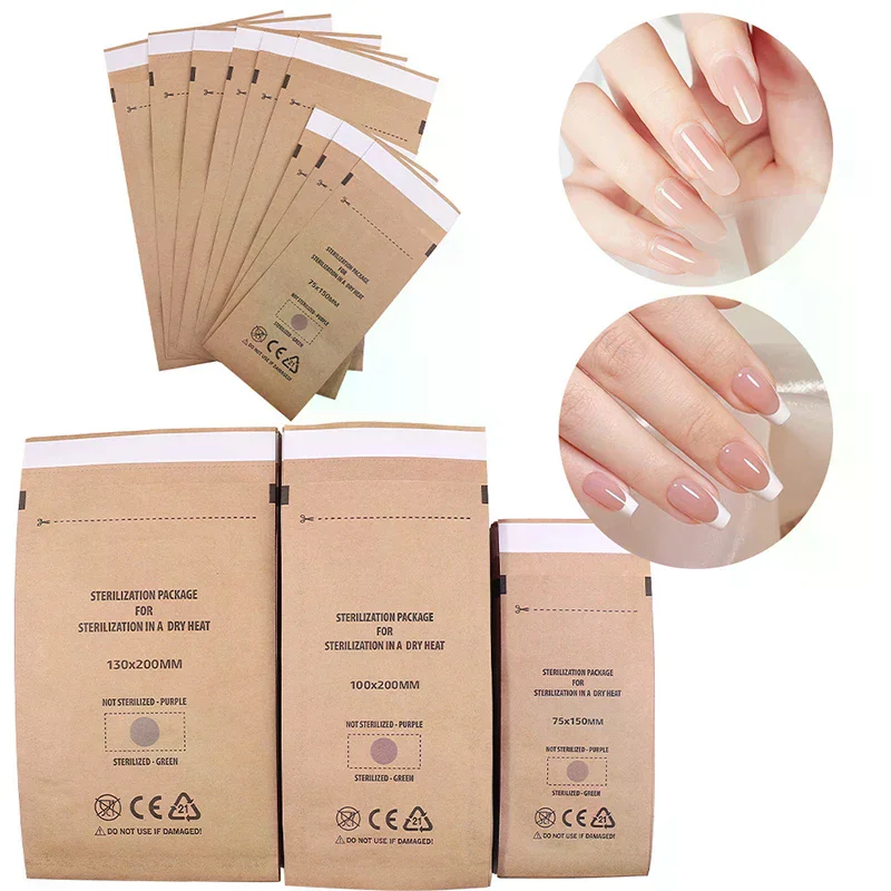 

10Pcs Self-Sealing Kraft Paper Bag Disposable Disinfection Bag Nail Tools Sterilizer Manicure Bags Sterilization Pouch