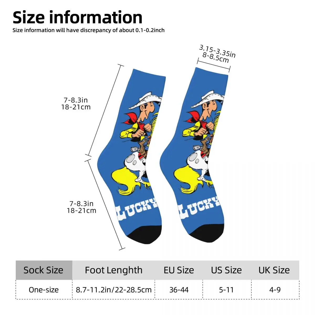 Happy Funny Men's Socks Crazy Lucky Luke Riding On Jolly Jumper Sock Graphic Women Socks Spring Summer Autumn Winter