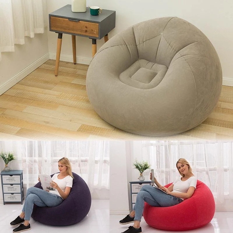 Round Sofa Chair Cushion Soft Inflatable Seat With Air Pump Foldable Indoor Outdoor Lounge Stool Camping Backyard Seat Accessory
