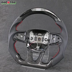 Dry LED Carbon Fiber Steering Wheel For Dodge Challenger Charger 2015-2024 Jeep Grand Cherokee SRT 2014-2024 Preforated Leather