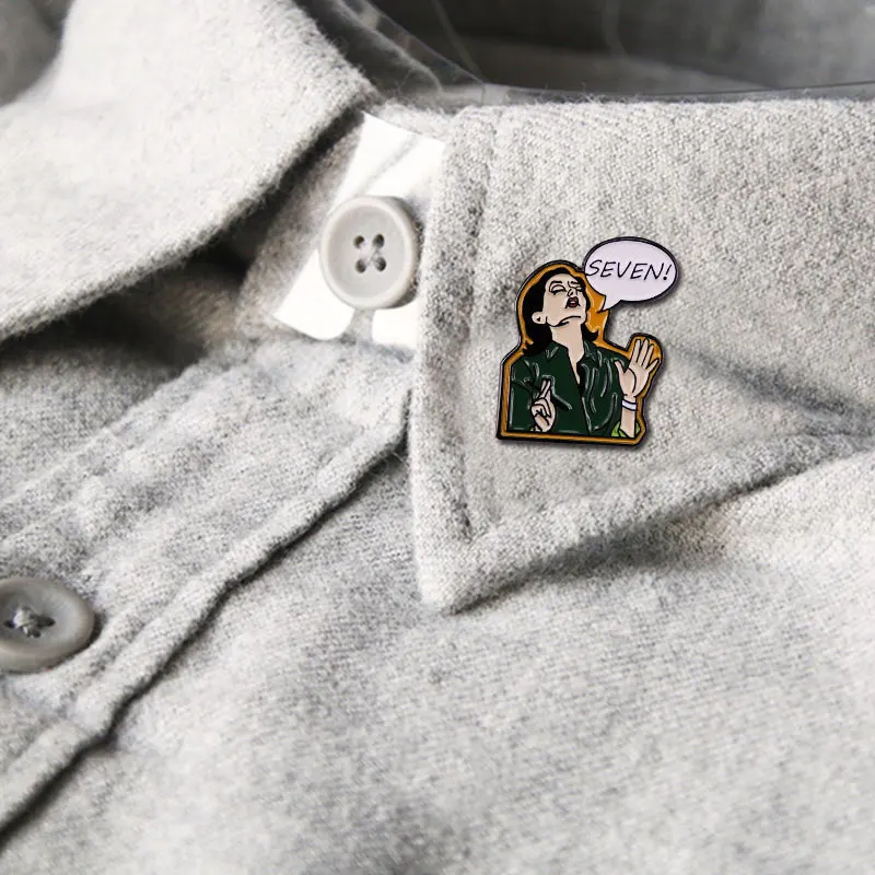 Monica SEVEN Enamel Pin Classic Scene Inspiration Cartoon Character Badge Brooch Jewelry Accessories Gift for Friends