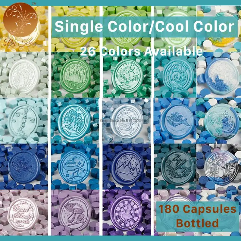 180pcs Octagonal Single Color Sealing Wax for Wedding Wax seal DIY Crafts Ancient Sealing Wax Beads Tablet Cool Color bottled