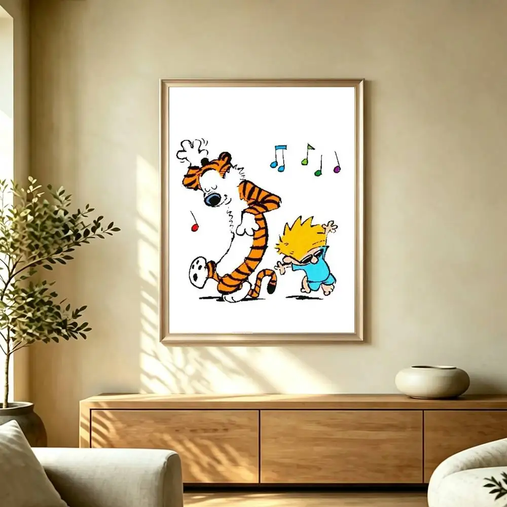 Comics Calvin And H-Hobbes Poster High Quality Dorm Living Room Aesthetic Wall Decoration Painting Stickers Gift