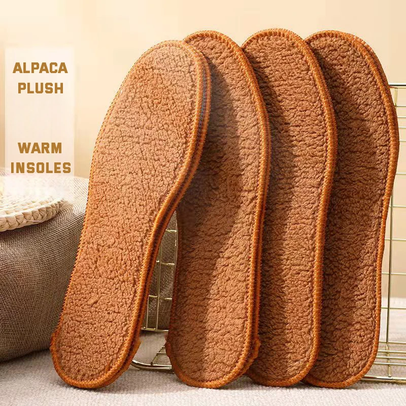 1Pair Wool Warm Shoes Insole Thicken Snow Boots Shoe Sole Thermal Insert Winter Plush Insoles Men Women Heating Pads