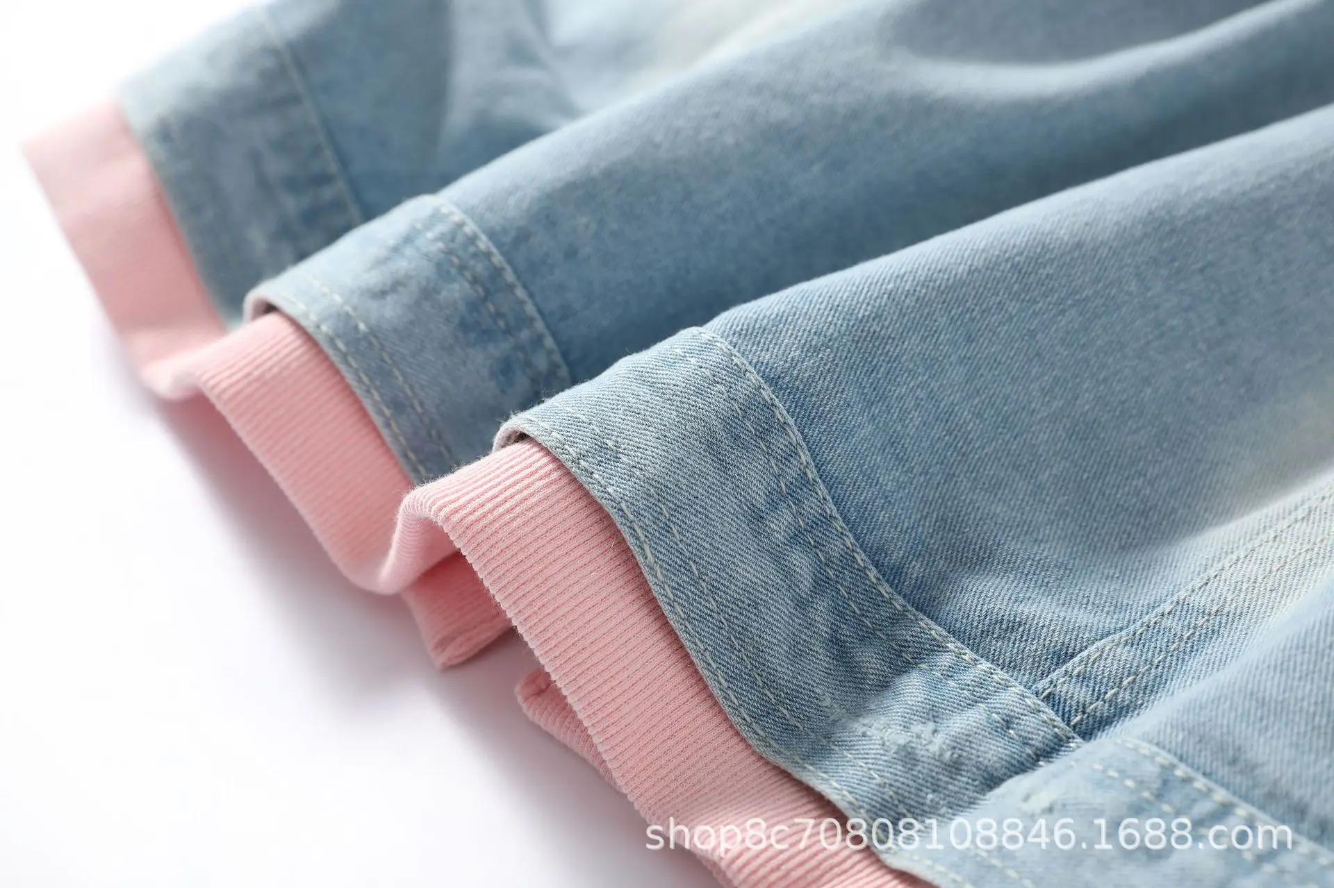 European Style Loose Hooded Panels Denim Jacket Women Spring Autumn Pink Blue Split Joint Jean Jacket Single Breasted Hole Coat