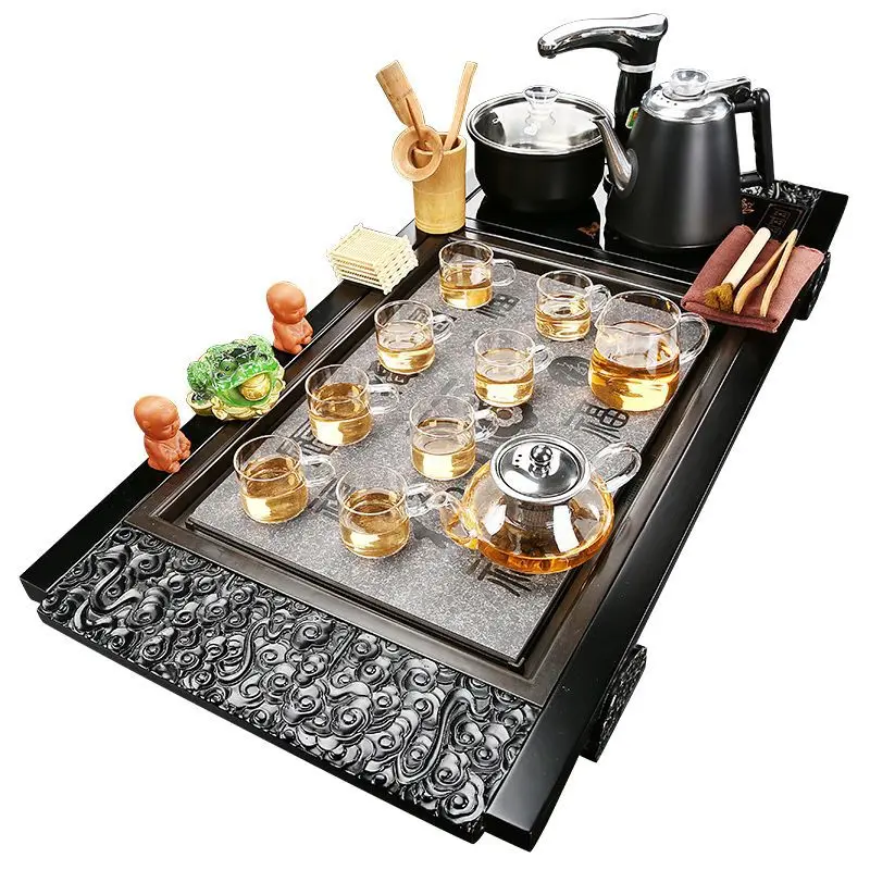 

Anti-scalding automatic tea set Household solid wood tray Living room integrated table Kung Fu ceremony simple