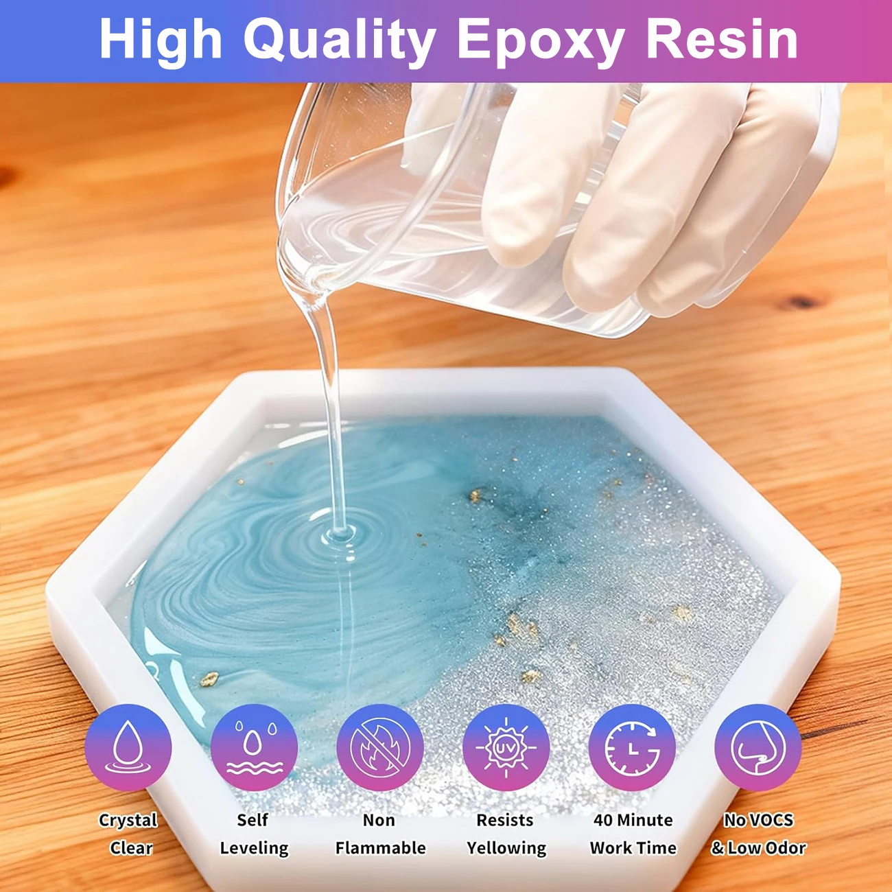Crystal Clear Epoxy Resin Kit Bubble-Free, Anti-Yellowing, Self Leveling 1:1 Mix Coating & Casting Resin for Jewelry Making DIY