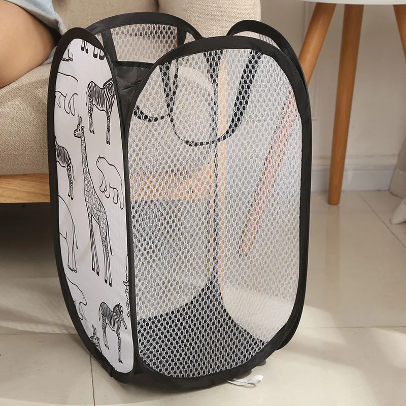 Folding Mesh Pop Up Dirty Laundry Basket Hamper with Durable Handles Collapsible Laundry Basket Clothes Storage Baskets Laundry