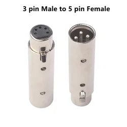 3 Pin XLR To 5 Pin DMX Metal Cased Converter Adaptor Audio Lighting Adapter Or 5 To 3 Connector For Stage And Theatre Lighting