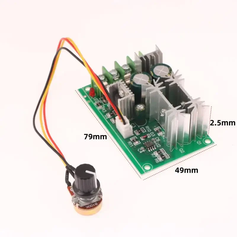 مجموعة وحدة تحكم في سرعة المحرك PWM عالية الطاقة 20 أمبير، منظم تيار مستمر DC10-60V للتحكم في السرعة على محركات تيار مستمر 12 فولت 24 فولت 36 فولت 48 فولت #6