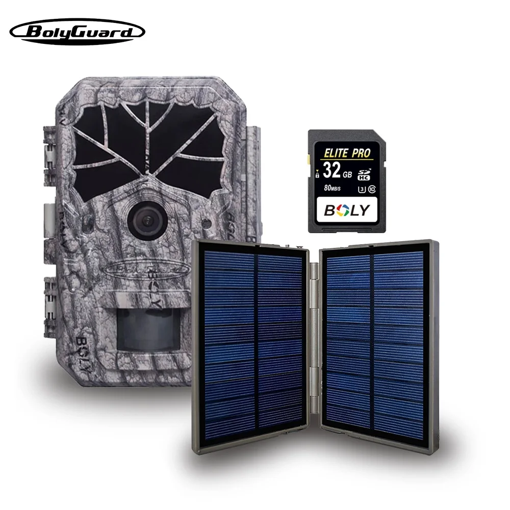 

BolyGuard Trail Camera Ready for Solar BG636-K 64MP 1080P Hunting Wildlife Camera IP68 940nm Black IR Night Vision 32G SD