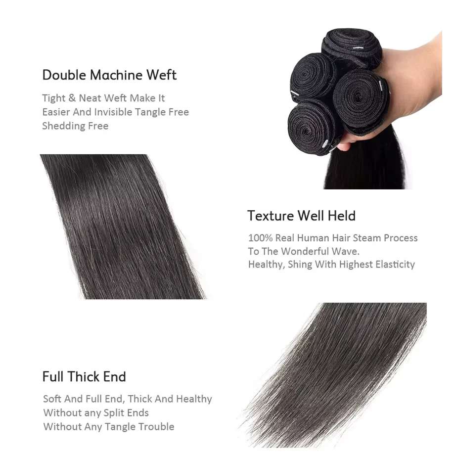 Прямые пучки человеческих волос, плетение человеческих волос, 100% человеческие волосы, натуральные бразильские человеческие волосы для наращивания для чернокожих женщин, 1/3/4 шт.