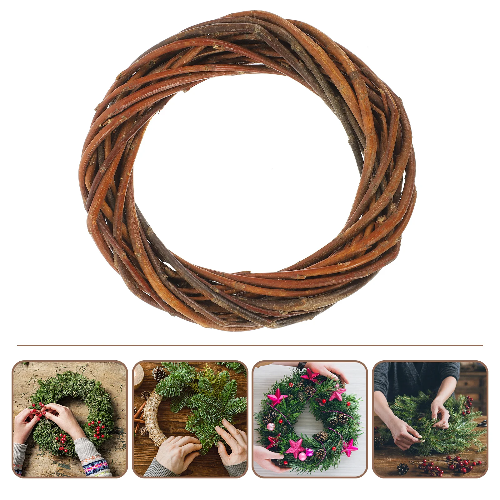

1pc Wreath For Diy Crafts Plain Wreaths Decorating Wreath Wicker Circle Festival Holiday Wedding Door Wall Hanging Decor