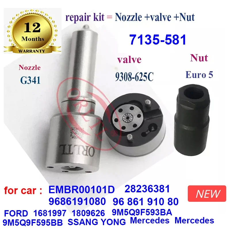 

for EMBR00101D 28236381 NOZZLE G341 INJECTOR VALVE 9308-625C Nut REPAIR KITS (7135-581) SSANG YONG Mercedes FIAT CITROE