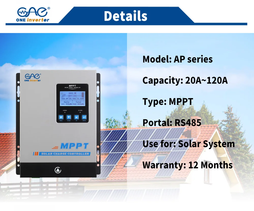 Solar charge controller 12V 24V 36V 48V MPPT charge PV panel controller solar hybrid 80A off-grid solar energy system