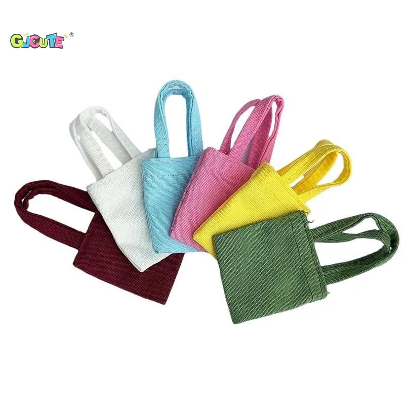 1Pcs Handmade Canvas Material Handbag Dress Up Decor Dollhouse Changing Dressing Canvas Bag Miniature Size Bag