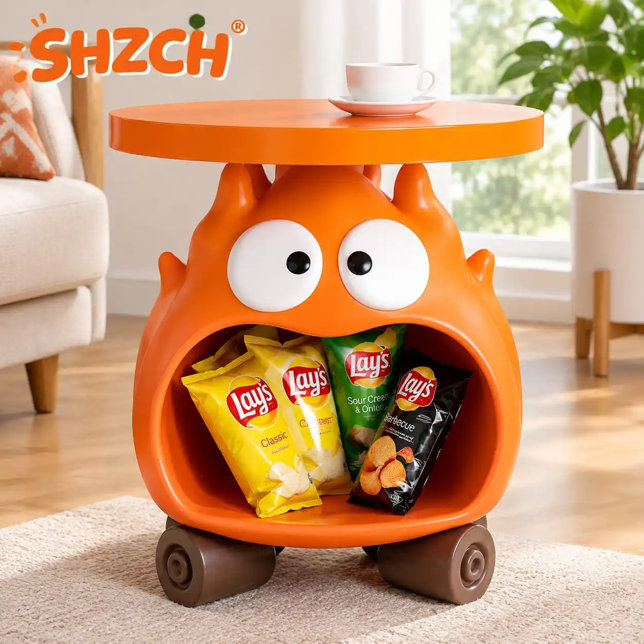Creative Living Room Fire Statue Storage Cartoon Flame Sofa Side Table  Shelf Bedroom Coffee Tea End Table Ornament Decor Gift
