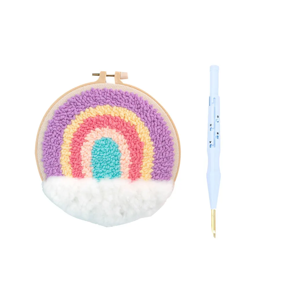 

1 set DIY Punch Tools Kit Cartoon Kids Hand Craft Tool Rainbow Animal Pattern Wool Threads Starter Kids Adults