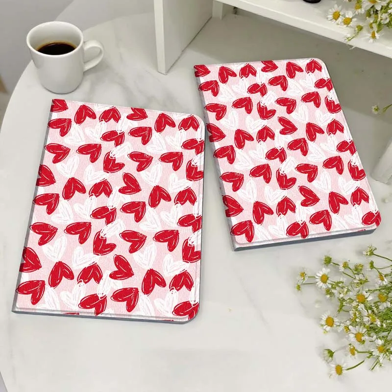 

Cartoon Red Heart Pattern Case For Honor MagicPad MatePad M5 8 9 2 3 10 12 X V7 V8 X8 X9 V9 GT X9a GT2 S Air Pro Tablet