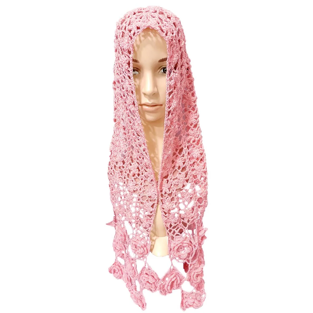 BomHCS  Lace Scarf Collar Stretch Rose Flower Summer Poncho for Women Lady Shawl