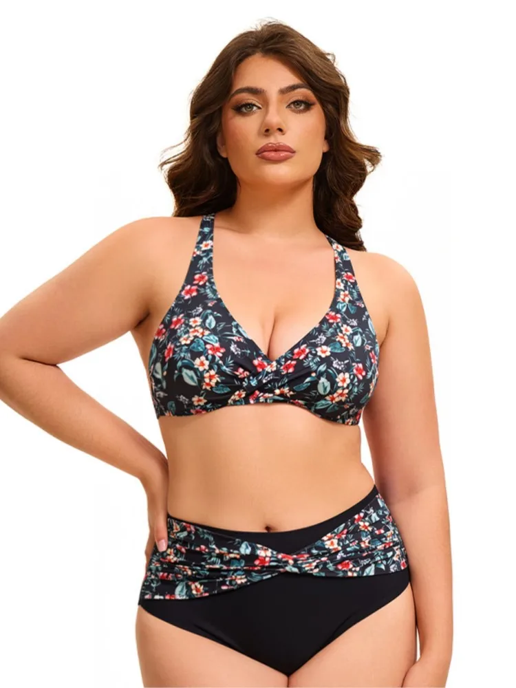 Plus Size High Waist Bikini Women's Push Up Large Size Swimsuit 2026 Summer Mujer Big Size Tummy Control Swimwear Bikini Sets view 3