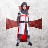 Deluxe Medieval Crusader Templar Knight Cosplay Costume For Kids Outfit Suits Boys Halloween Carnival Party