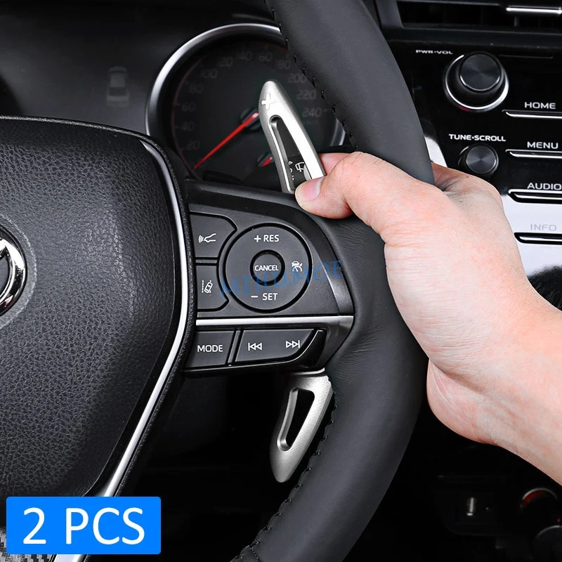 For 2018+ Toyota Camry Corolla Cross Avalon RAV4 Aluminum Steering Wheel Paddle Shifter Extension Gear Shift Trims Silver