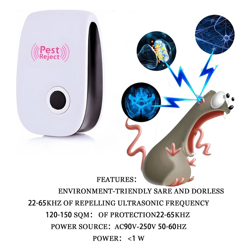 6Pcs Ultrasonic Repeller Insect Repeller Long Range Plug In Multi-Function for Home Office Hotel