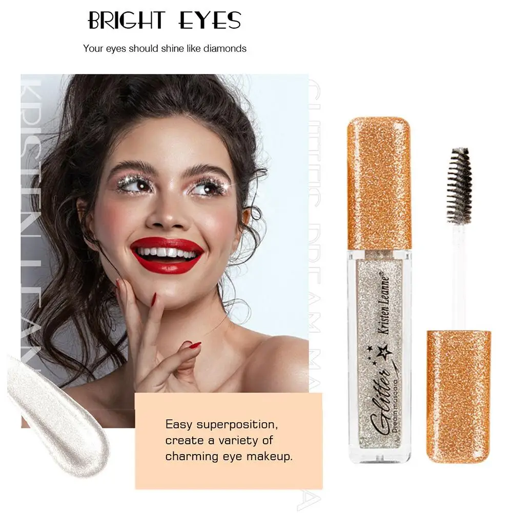 Rímel com glitter, 7 cores, secagem rápida, longa duração, à prova d'água, ondulação, grosso, brilhante, cílios fashional, sexy, diamante, rímel para m g8o2