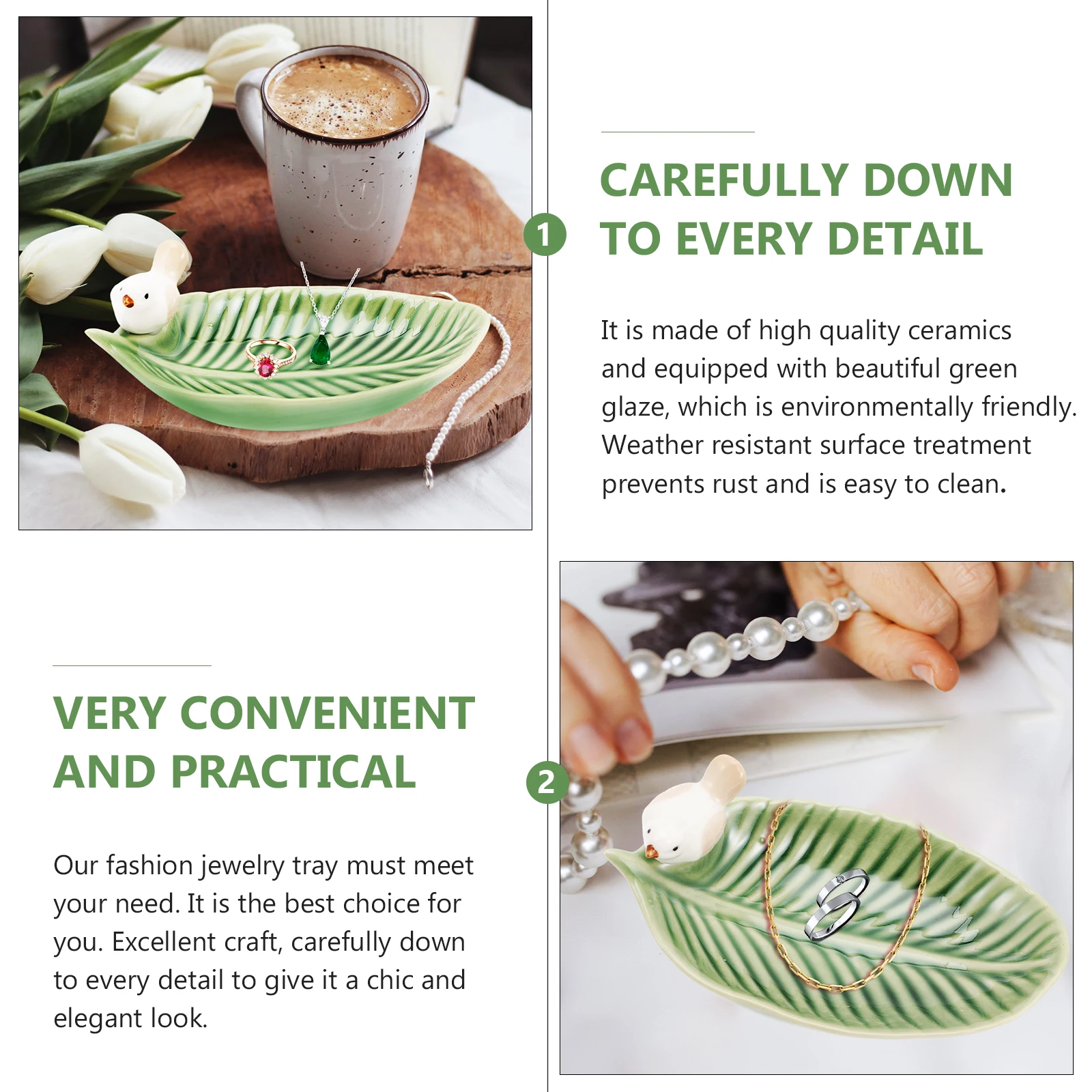 Декоративный керамический поднос для ювелирных изделий с мотивом птиц