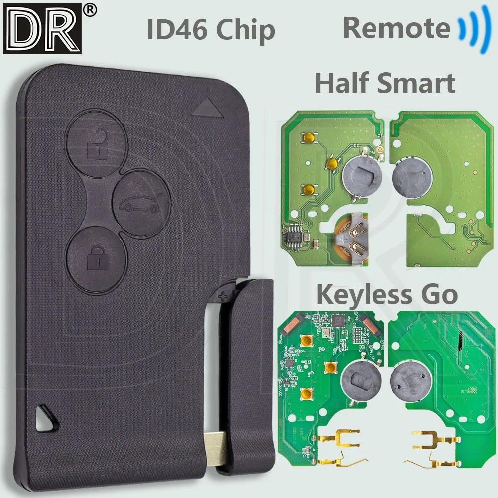 

DR ID46 чип 433 МГц Half Smart или Keyless Go запасной смарт-автомобильный дистанционный ключ для Renault Megane 2 Laguna 2 Grand Scenic 2 2003-2008
