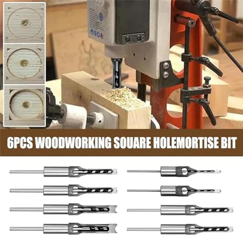 

Sturdy 8Pcs Woodworking Square Hole Drill Bits,Wood Mortising Chisel,Square Hole Mortising Chisel Drill Bit For Mortising