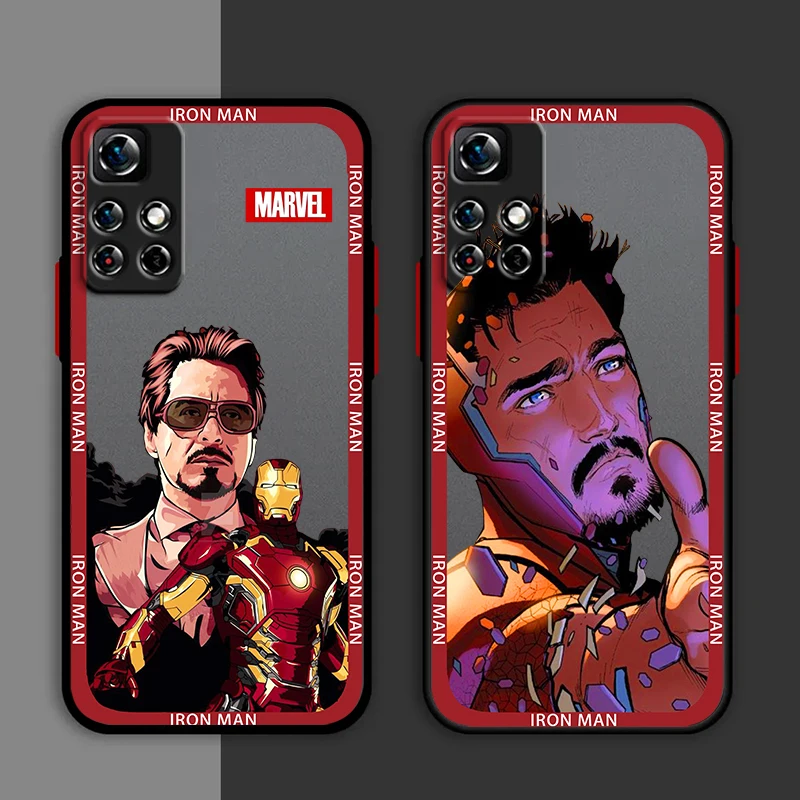 Marvel genius Iron Man Avengers Phone Case For Redmi Note 13 12 11 10 Pro Plus S T Lite 4G 5G Matte Frosted Translucent Cover