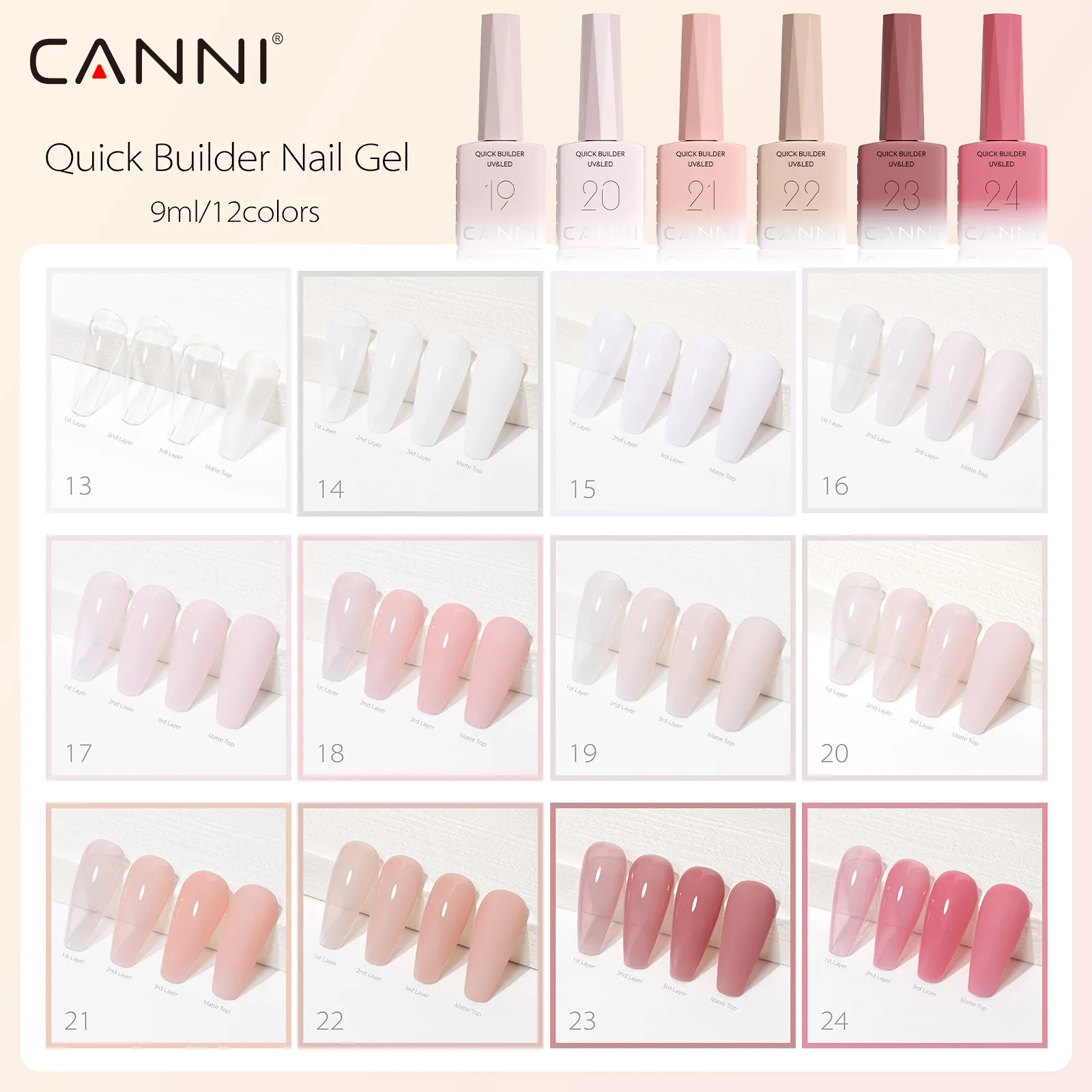 CANNI TPO Free Extension UV Gel Polish In Bottle Builder Nail Gel Semi Permanent Self-leveling Soak off UV LED Construction Gel