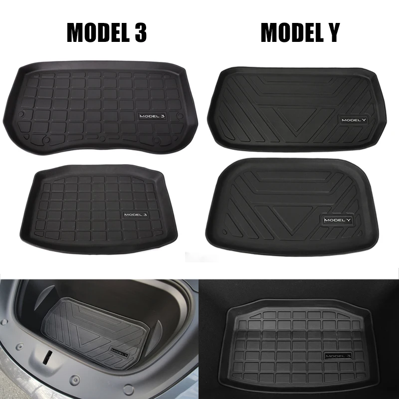 Tpe Pad Front Rear Mat For Model 3 Model Y Mat Accessories Trunk Cargo Tray Floor Mat With Model3 Logo Trunk Mats