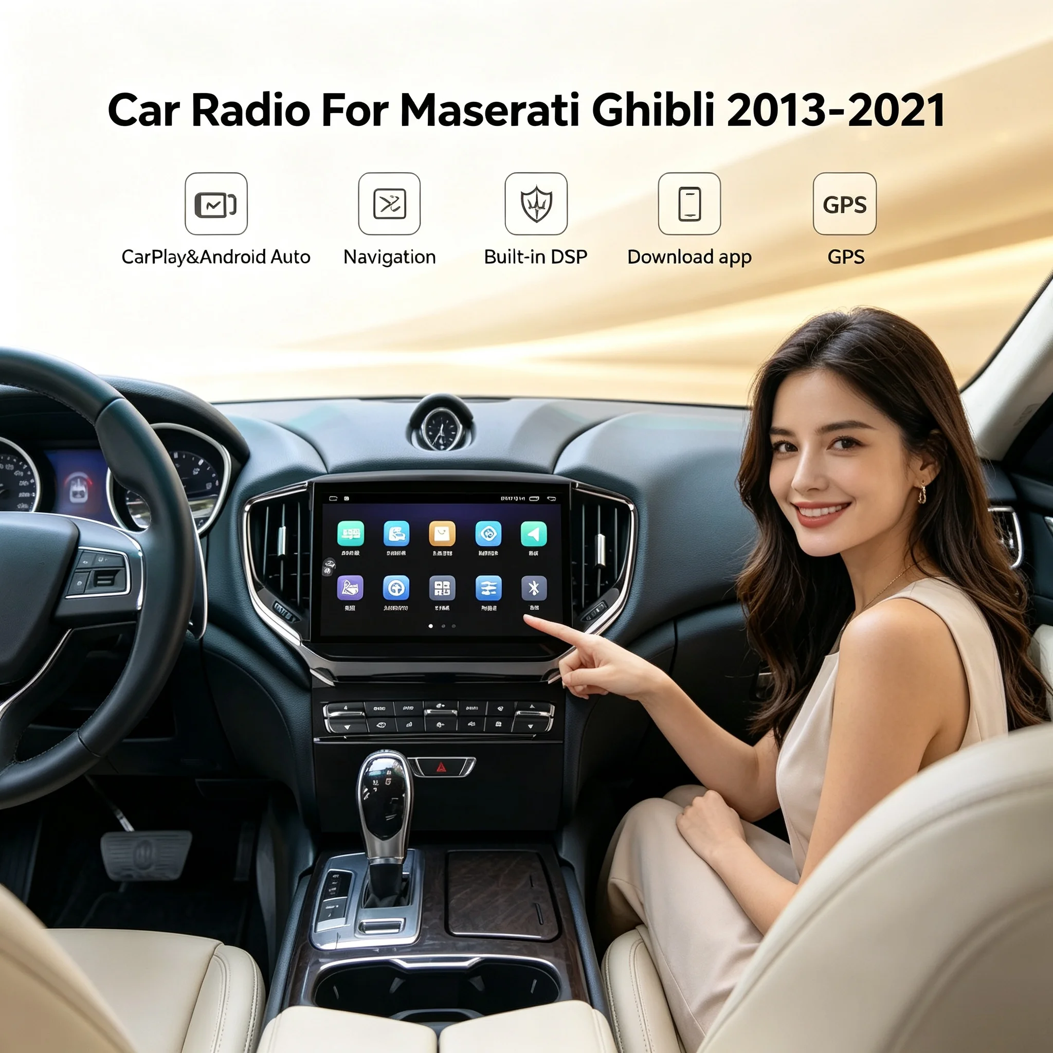 10.5 Inch Android 15 Car Multimedia Video Player For Maserati Ghibli 2013 - 2021 GPS Navigation Stereo Car Radio DSP Carplay DSP