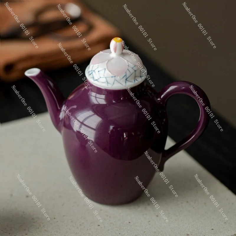 Hand-Painted Ceramic Teapot, Ice-Crack Plum Pattern, Kung Fu Tea Set with Filter, Portable Household Tea Brewing Pot
