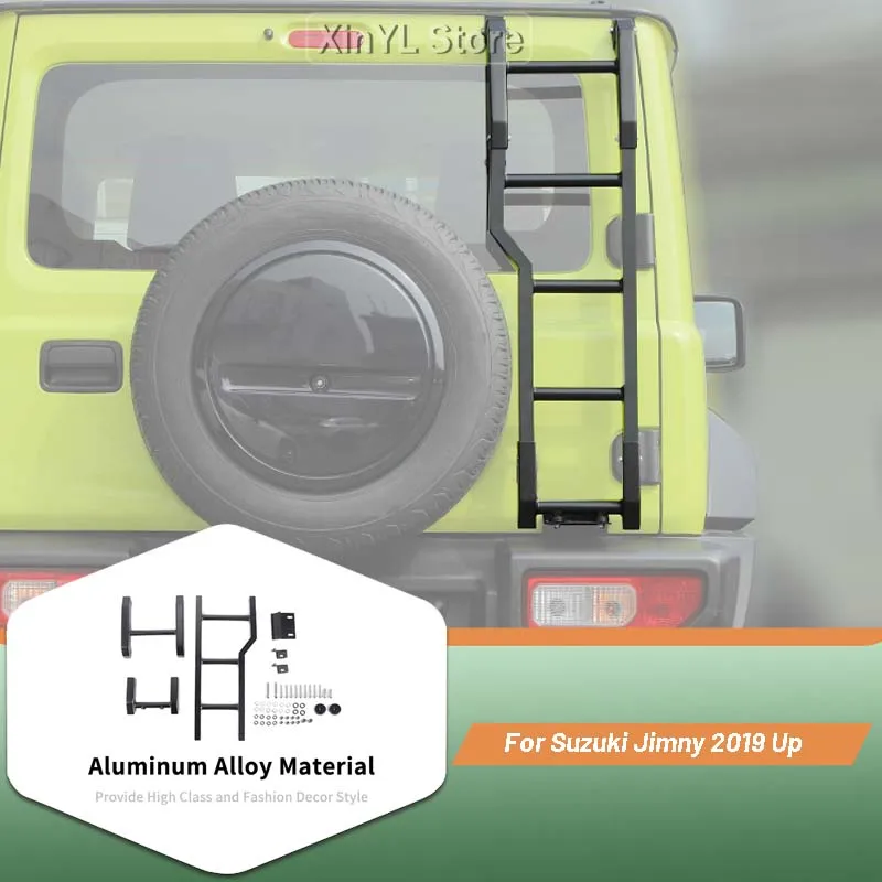 

Car Aluminum Tailgate Climbing Ladder Bracket Shelf For Suzuki Jimny 2019 Up Car Exterior Accessories Black