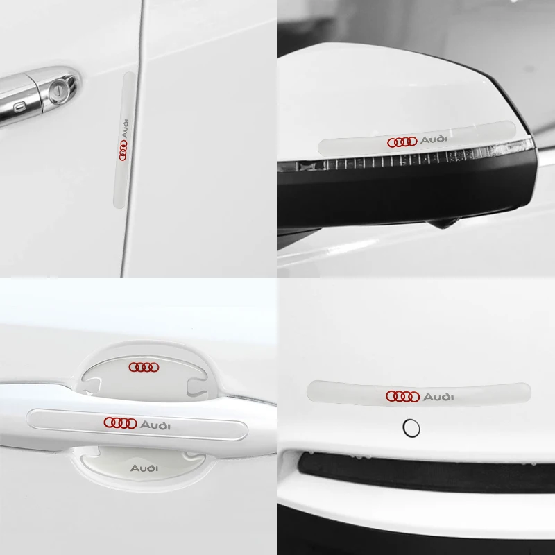 4/8Pc PVC Decal Car Door Handle Bowl Anti-scratch Sticker For AUDI A1 8X A3 8P 8L A4 B6 B7 B8 A5 A6 C6 A7 A8 TT Q3 Q5 Q7 Q8 Logo view 3