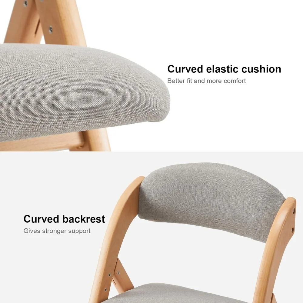 Wooden Padded Folding Chairs 2 Pack, Portable Folding Chairs with Cushion for Guests, Ideal for Kitchen Office Wedding Party Pi